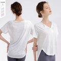 2023 New Style Short Front and Long Back Outwear Runniong Split Neckline Sports T-Shirt