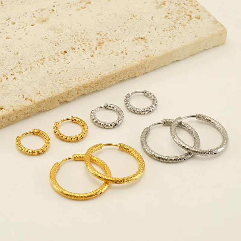 Beimai OEM 18K Titanium Steel Fashion Hoop Earrings