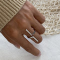 J&D Minimalist Women Jewelry 18K Gold Plated Stainless Steel Exaggerated Geometric Open Adjustable Ring
