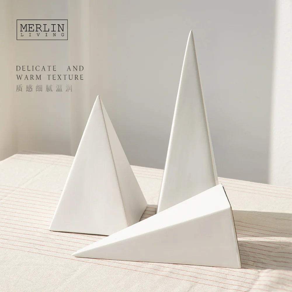 Merlin Living Nordic Ceramic Pyramid Gold Decorations for Home Accessories Modern Other Home Decor Pieces