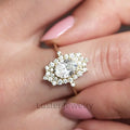 Luster Antique Cathedral Design 925 Silver 10k 14k 18k Gold 1.5ct GRA Certified Oval Cut Moissanite Ring