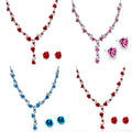 Cute Flower Bridal Jewelry Alloy Zircon Necklace and Earring Set for Wedding and Party