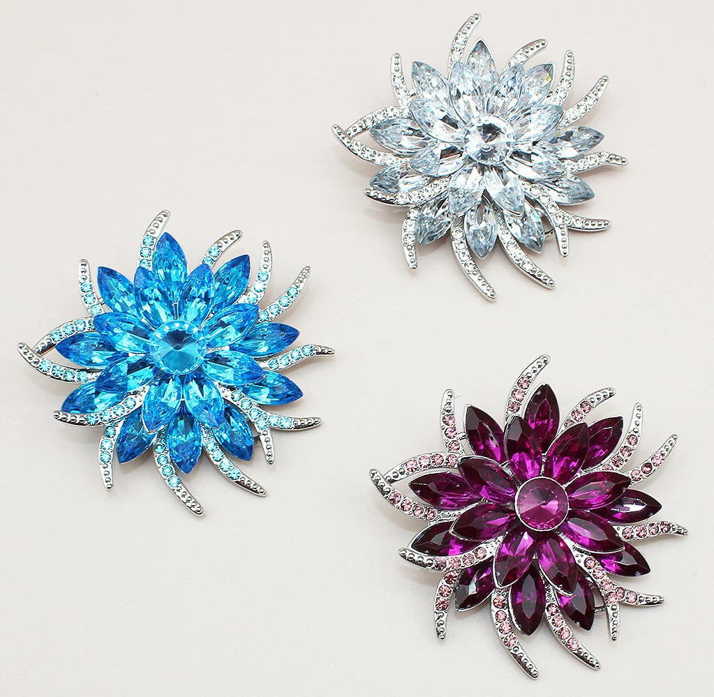 Jachon Mother's Day Gift Flower Crystal Rhinestone Brooch for Women Simple Jewelry Fashion Design Brooch Pin Scarf Decoration