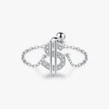 925 Sterling Silver Original Punk Fine Jewelry Link Chain Adjustable Ring Rich Money $ Symbol Sparkling CZ Rings for Women