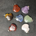 Natural Stone Carved Shell Shape Pendant Crystal Tiger Eye Agate Amethyst Necklace Accessory