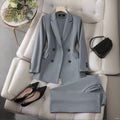 S-4XL  Casual Suit Jacket Split Design Suit Set Autumn New Niche Professional Clothing 2-piece Set
