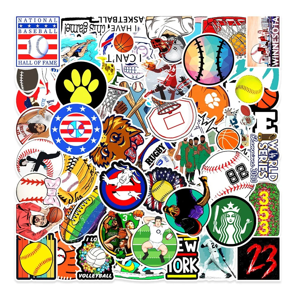 50Pcs Trend Sports Graffiti Decorative Sticker for Boy Adult Bottles Car Bike Skateboard Luggage Laptop Diy Stickers