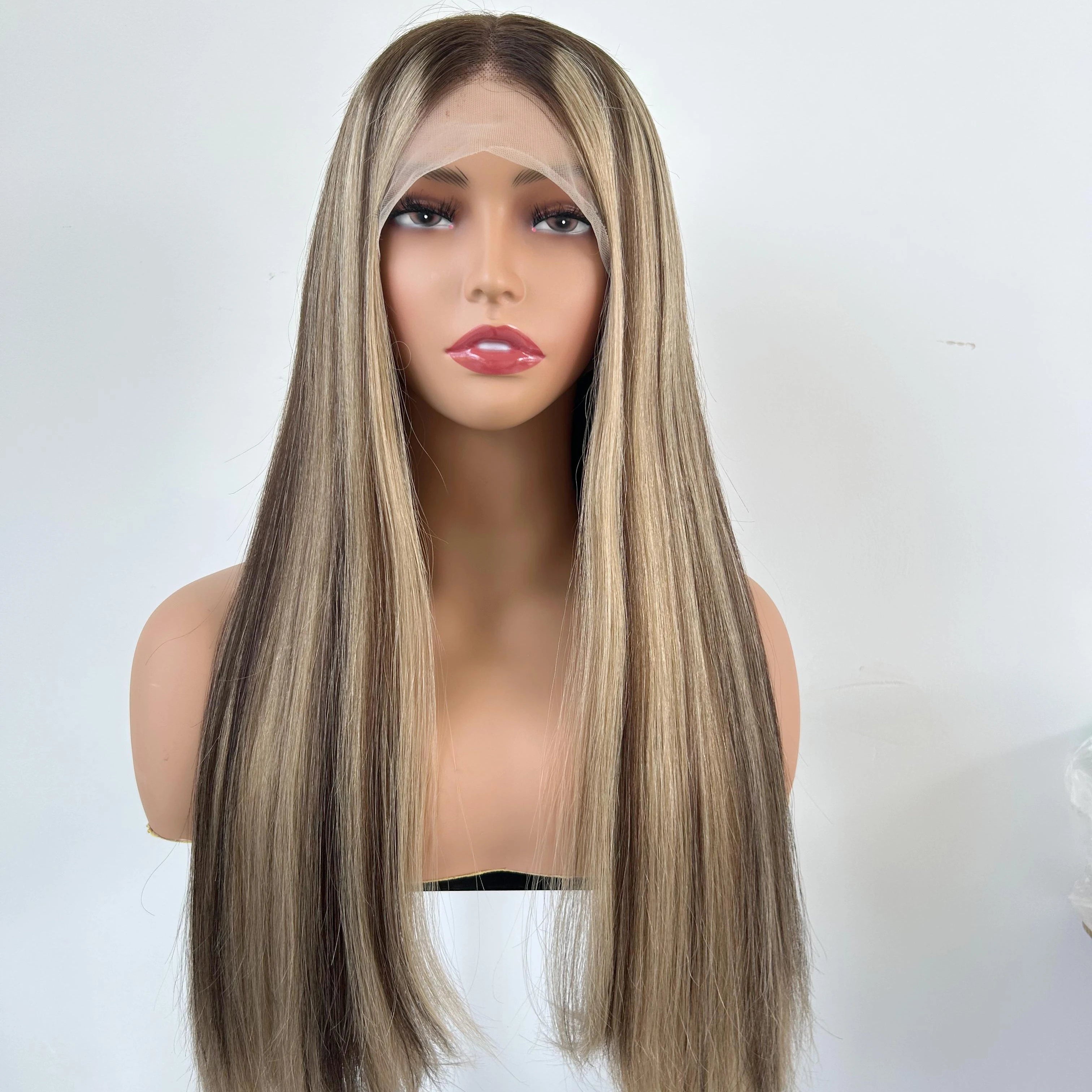 Human Hair Lace Front Braided Wigs Highlights Color Luxury European Human Wig Hair Transparent Hd Lace Front Wig