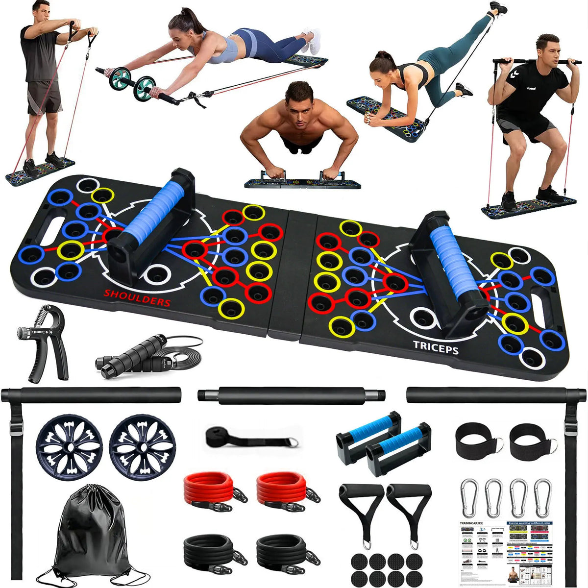 CHENGMO SPORTS New Version 13 in 1 Super Home Gym Fitness Set Multifunctional Foldable Push up Board Set for Core Training