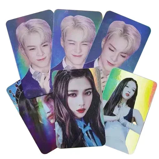 Customized Kpop Double Sides Color Fan Collection Holorgraphic Postcard Lomo Photo Card
