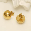 Wholesale Simple Half Round Long Needle Earring for Women 18K Gold Plated Stainless Steel Smooth Ball Stud Earring