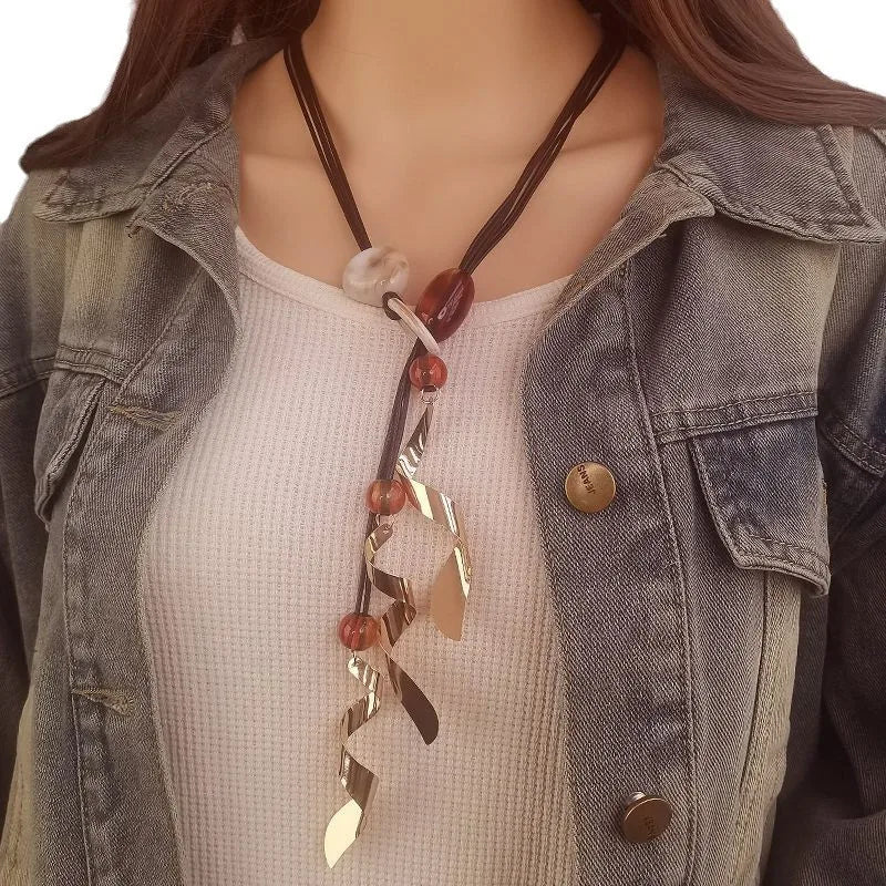 National Style Sweater Chain Heavy Metal  Fine Creative Vintage Women Round Necklace Jewelry Set for Women Wholesale