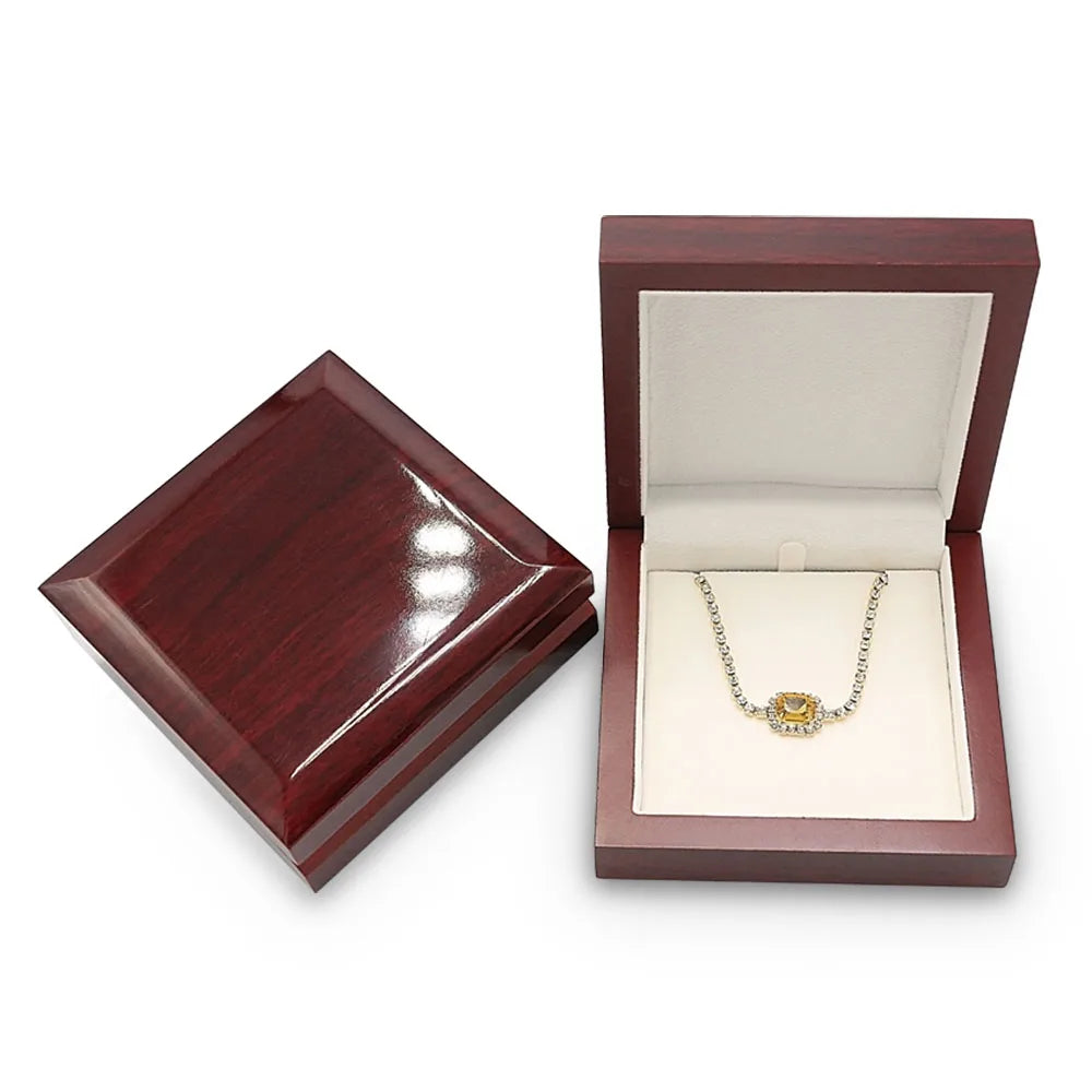FADELI Fashion Wood Packaging Box Wooden Jewellery Necklace Display LED Light Luxury Gift Pendant Wood Packaging Jewelry Box