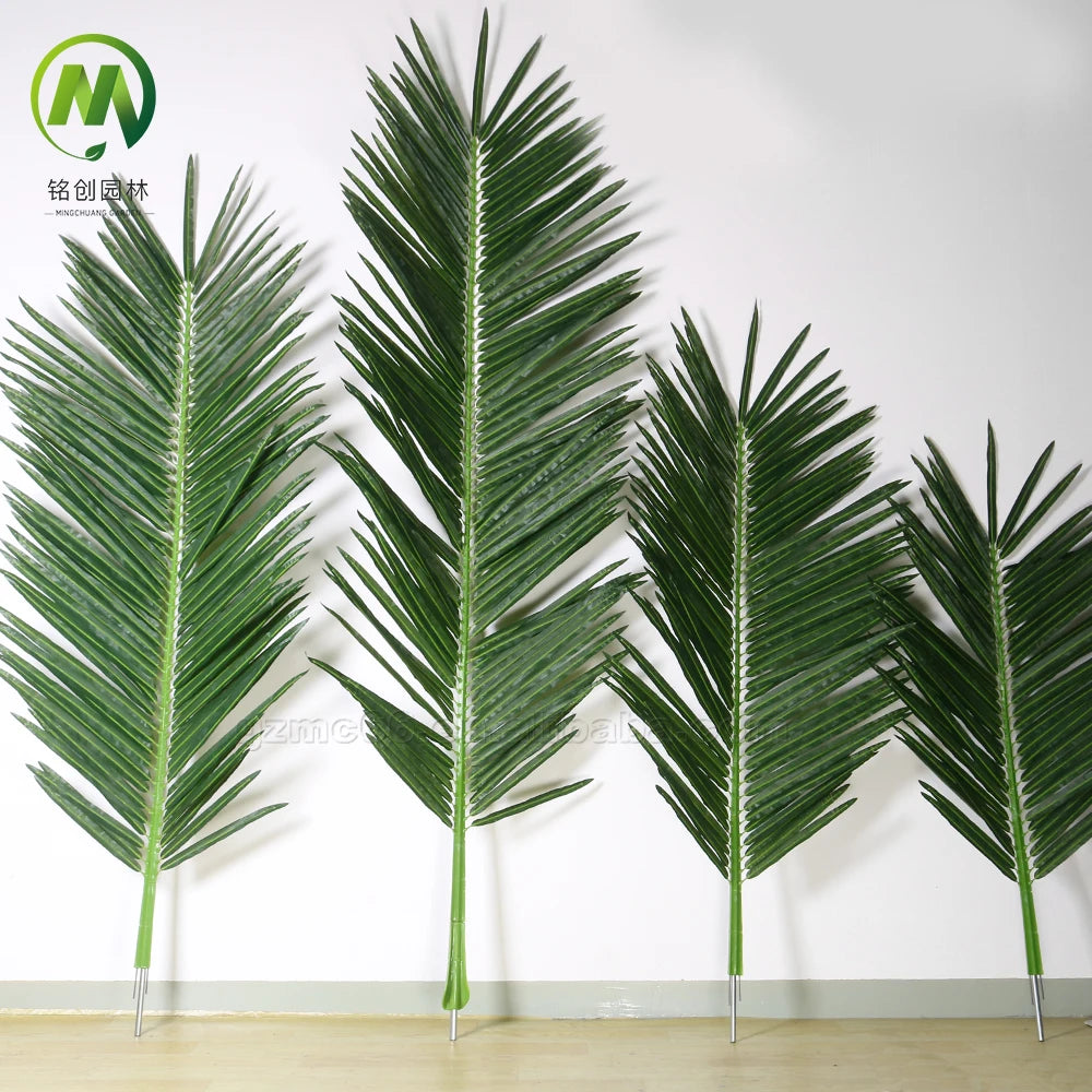 Eco-Friendly Long-lasting Evergreen Plastic Anti-UV Coconut Leaf Artificial Fake Palm Tree Leaves for  Palm Tree Decoration