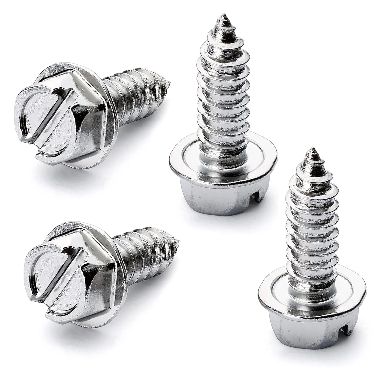 Stainless Steel Rustproof Inch/Metric License Plate Screw Bolts Slotted Hex Washer Head Self Tapping Screws
