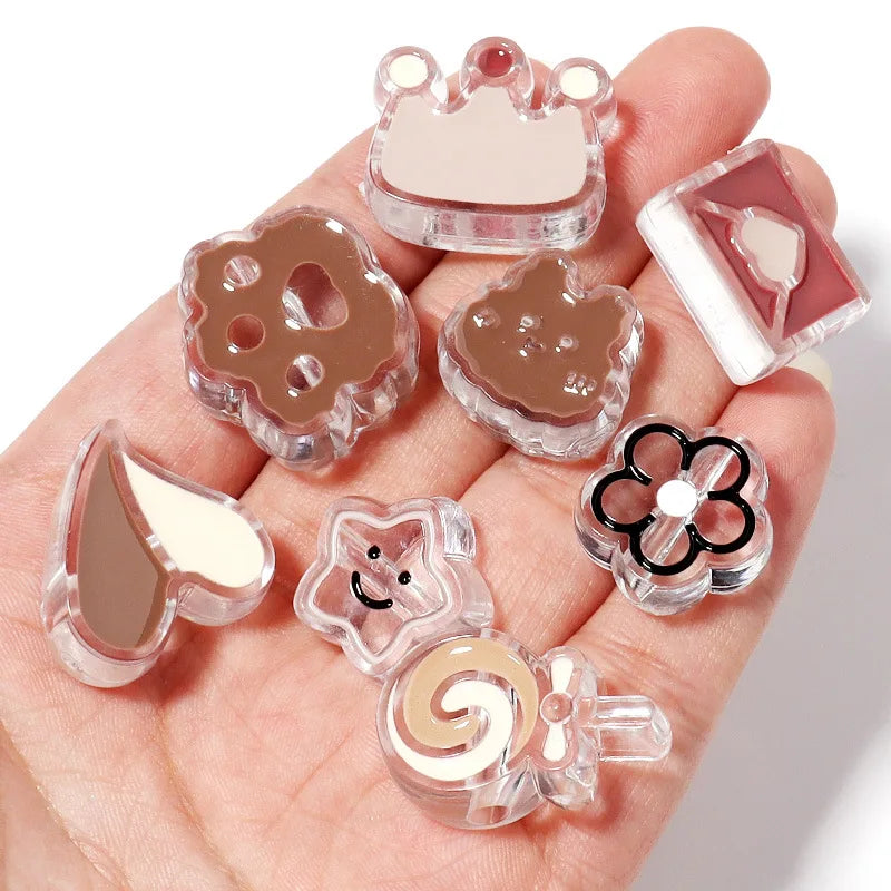 10 Pcs/Bag Big Hole Animal Crown Bracelet Beads Brown Colors Acrylic Flower Beads for Jewelry Making