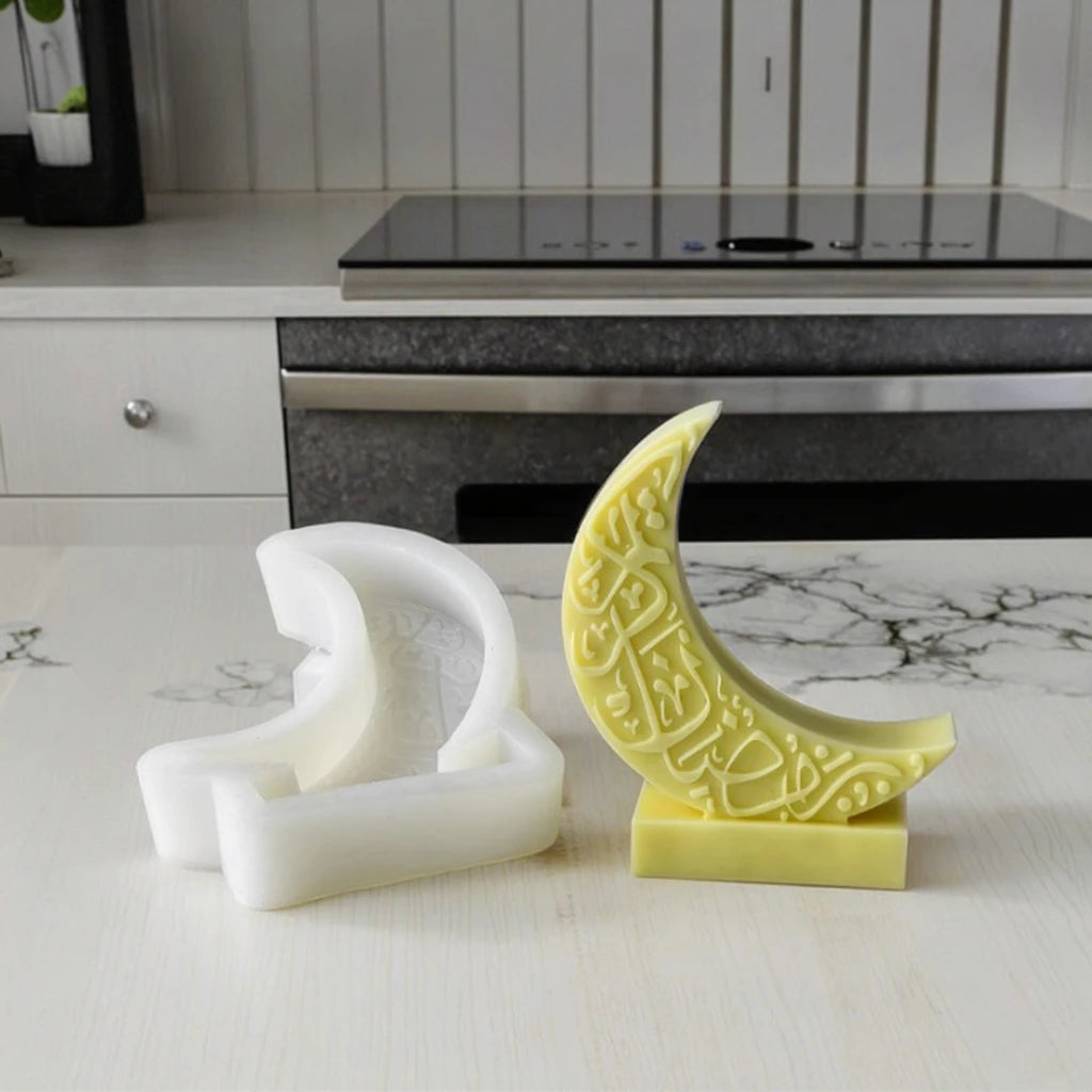 F054 Moon Shape Silicone Mold for Eid Mubarak Ramadan Decor Molds Jesus Aromatherapy Candle DIY Handmade Candle Ornaments Moulds