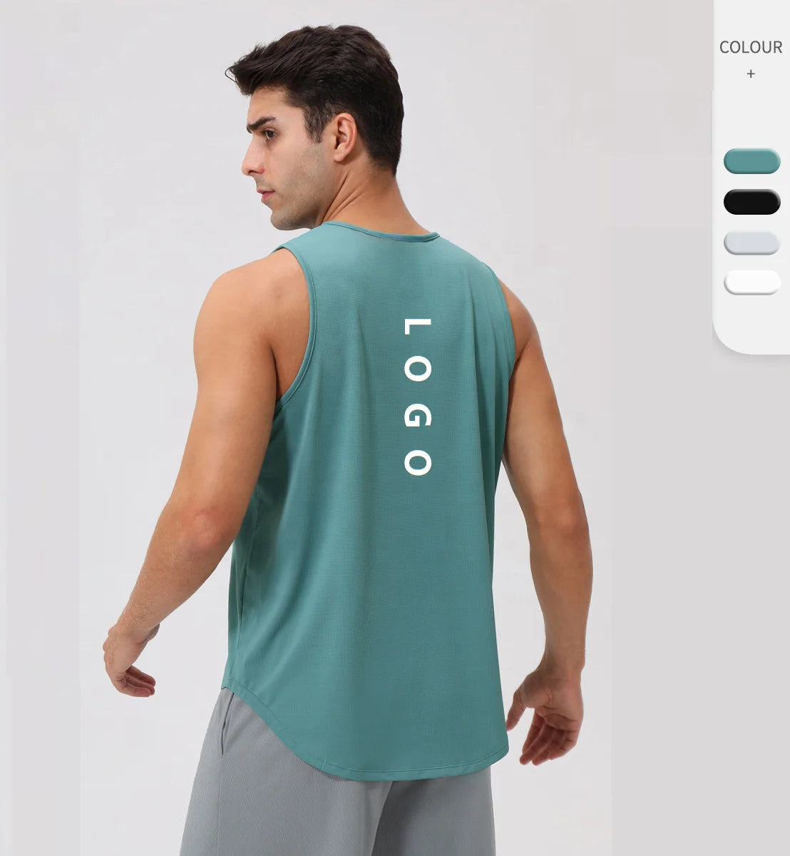 US Size Muscle Shirt Custom Logo 90% Polyester 10% Spandex Fitness Running Basketball Men Workout GYM Sleeveless Sport Shirt