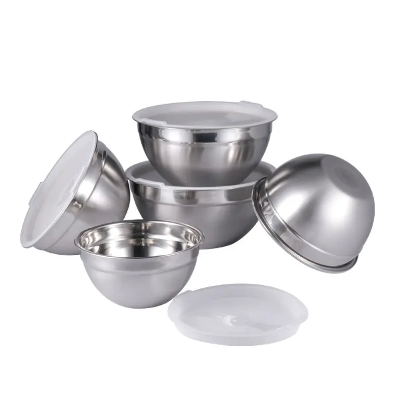 Steel Bowl Stainless Steel Mixing Bowl Sets Non-Sticking Silicone Food Grade Stainless Steel Salad Bowl With Lid