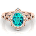 New Fashion Gemstone for Couple Girl Solitaire Oval Shaped Paraiba Tourmaline Ring for Women Rings Moissanite CZ Ring for Her