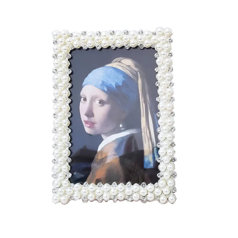 5x7 Handmade Ivory Pearls Picture Photo Frame