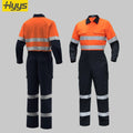 Hi Vis Fluorescent Orange Men's Workcoveralls Factory-Supply Reflective Safety Workscrubs Uniforms Cotton Overall Workwear