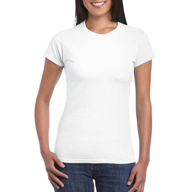 Custom Eco-Friendly 180gsm 100% Cotton Blank T-shirt with Beading and Logo Printing Plain White Women's T-Shirts