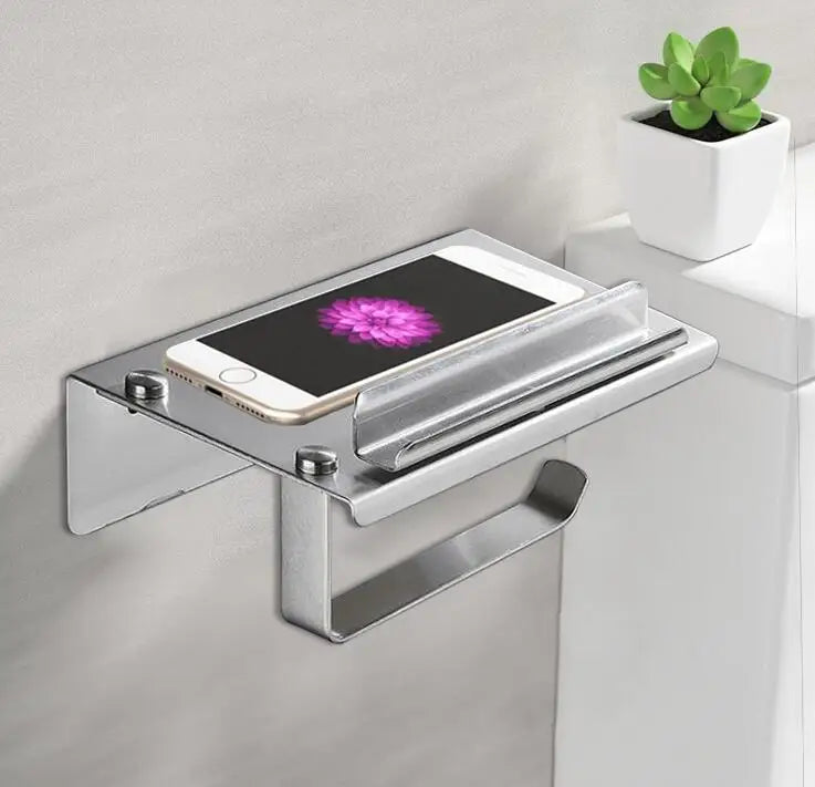 Modern Chrome Wall Mount Toilet Paper Holder Self-Adhesive Roll Hanger for Bathroom or Kitchen Stylish Design