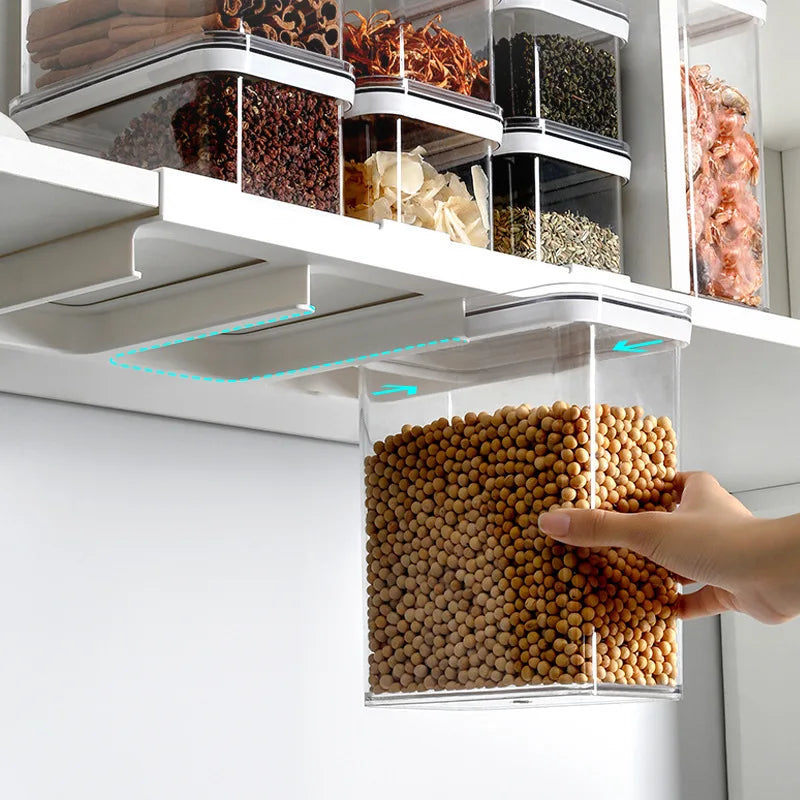 OWNSWING Kitchen Cereal Storage Bins Pantry Organization Pull Out Under Cabinet Airtight Food Storage Containers