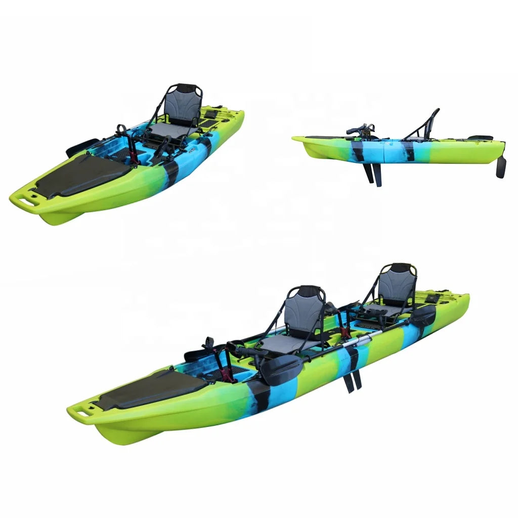 4.2 Meter Sit on Top 2 Person Pedal Drive Kayak Fishing Sports Kayak 3 Section Detachable Kayak with Electric Motor for Sale