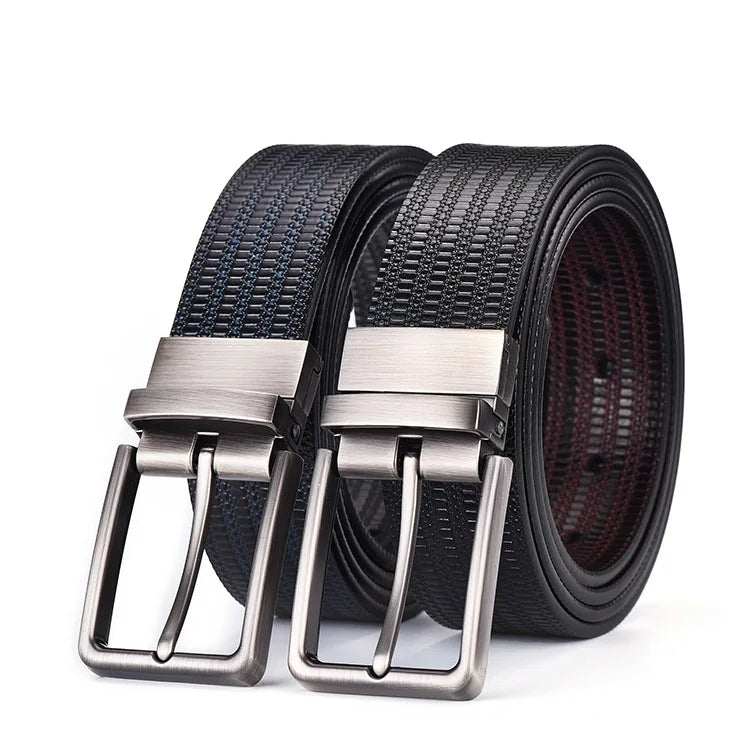 2019 Factory Customized Logo Casual Belt Top Quality Genuine Leather Double Sides Rotating Pin Buckle Belts for Mens