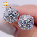 Pass Diamond Tester 9mm Vvs baguette Moissanite Stud Earrings With Screw Back 10k Gold Jewelry