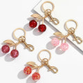 Cute Red Cherry Keychain Resin Crystal Sparkling Cherry Keychain Fruit Cherry Bag Pendant