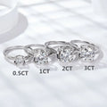 Fashion Jewelry Dainty 925 Sterling Silver Rings Round Moissanite Engagement Ring 0.5ct-3ct Silver Casual Rings for Ladies
