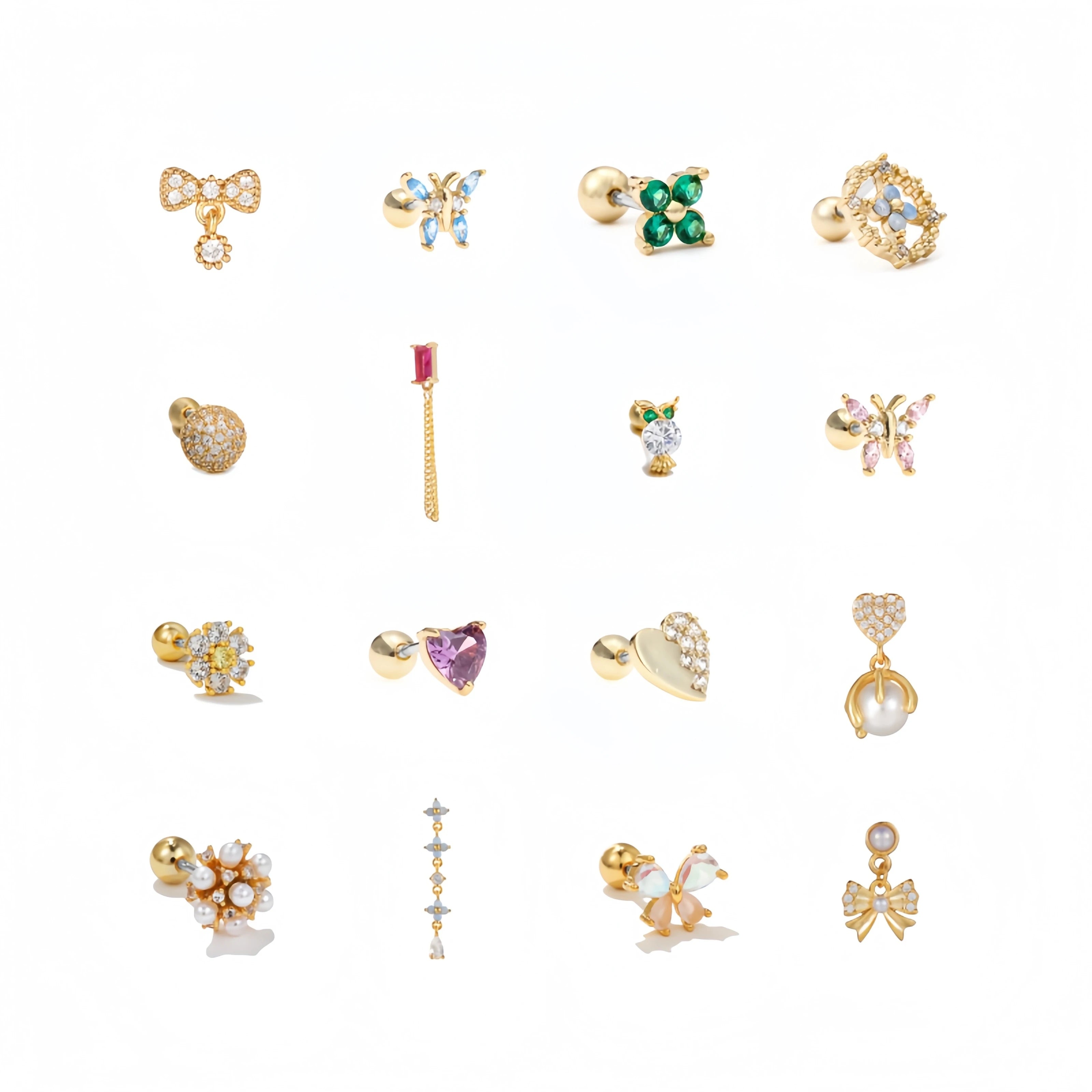 ZUOLA Hot Selling Gold Plated Piercing Body Jewelry Stainless Steel Studs Earring Labret Hypoallergenic Earring for Unisex