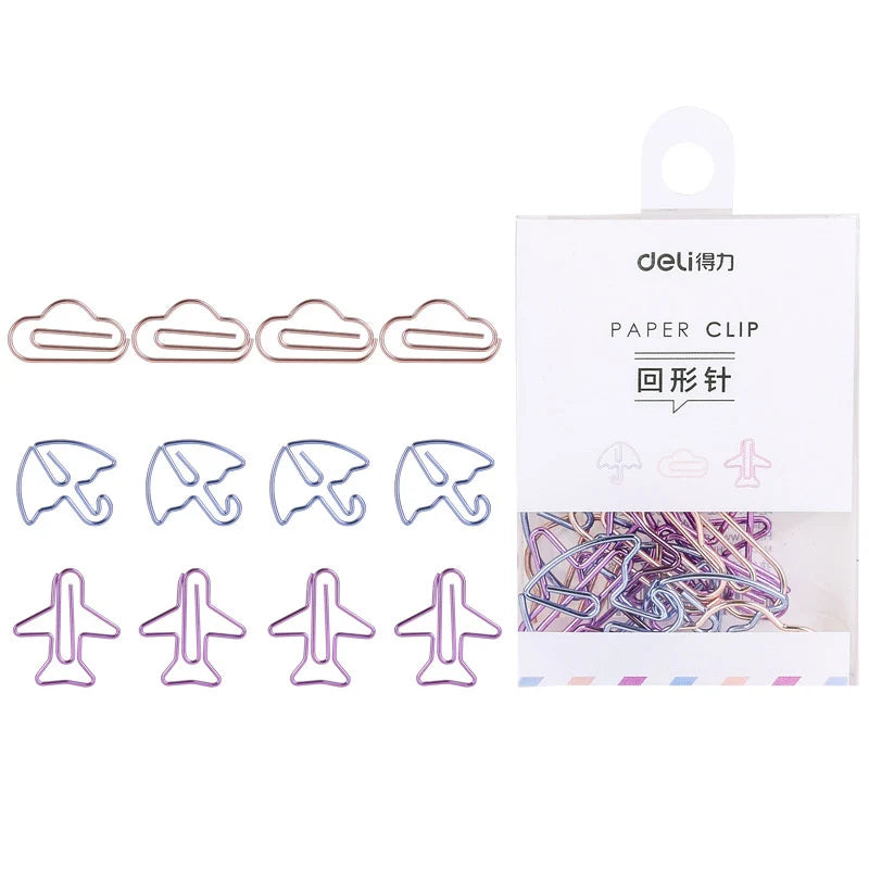 12-Piece Durable Metal Animal Plane Paper Clip Bookmark Creative Stylish Organization Stationery Supplies