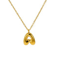 Stainless Steel 18K Gold Plated Link Chain Bubble Alphabet Letter Pendant Necklace Unisex Personalized A-Z