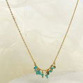 Non Tarnish 18k Gold Plated Stainless Steel Chokers Necklace Fashionable Waterproof Broken Turquoise Pendant Necklace for Women