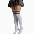 Factory Wholesales New Classic Women's rainbow Stripes Over Knee Thigh High Long Socks for Spring Bars Socks