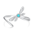 925 Sterling Silver Elegant Turquoise Dragonfly Open Adjustable Ring Statement Ring Fine Jewelry Gifts for Women SCR1108