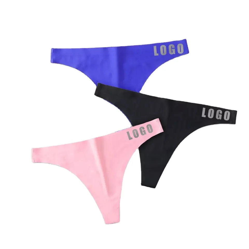 OEM Women Thong Pictures Showing Young Teen Girl Brazilian Thongs Bikini G-string Panty Beautiful Ice Silk Seamless Underwear