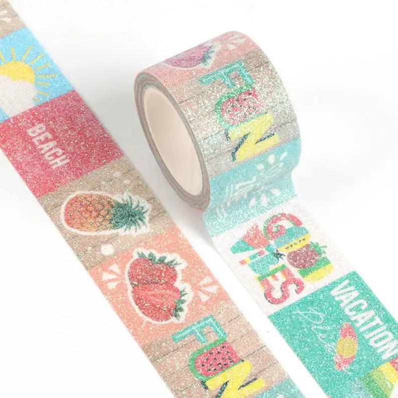 Wholesale Cute Print Masking Frosted Decorative Glitter Washi Tape