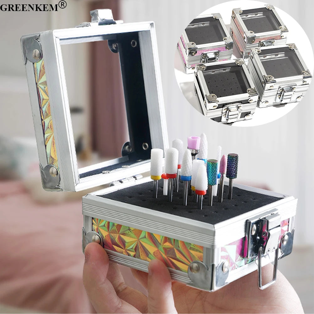 25/30/40/50 Holes Professional Grinding Head Collection Holder Container Stand Display Rack Nail Drill Bits Storage Box