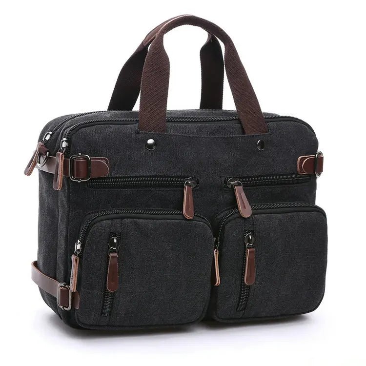 Briefcase Business Cotton Canvas Custom Print Logo  Side Sling Crossbody Luggage Travel Shoulder Messenger Bag for Men Women