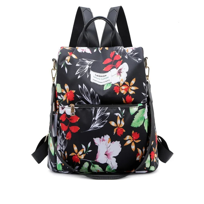Fashionable Lightweight Nylon Waterproof Anti-Theft Shoulder Satchel Rucksack Bag for Women Girls Boys Geometric Zipper Closure