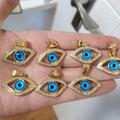 Fashion Lady Party Golden Blue Eye Shaped Stainless Steel Necklace Hot Selling Pendant Turkey Eyes Necklace
