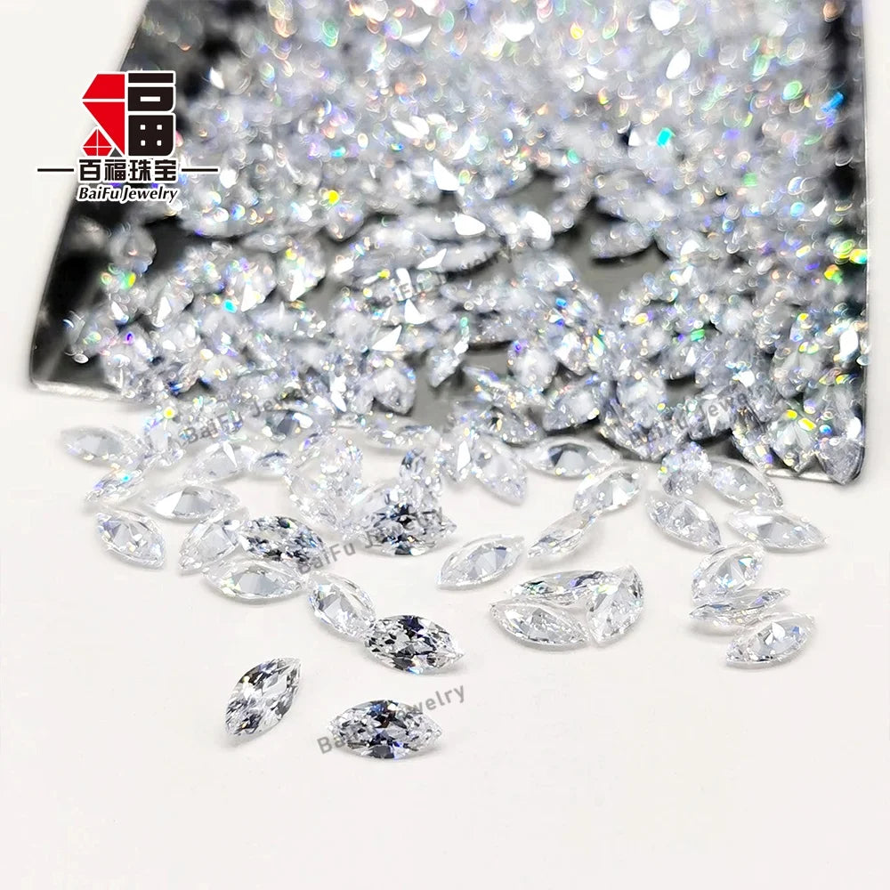 Baifu Jewelry Wholesale Price Gemstones Loose Marquise White Zircon