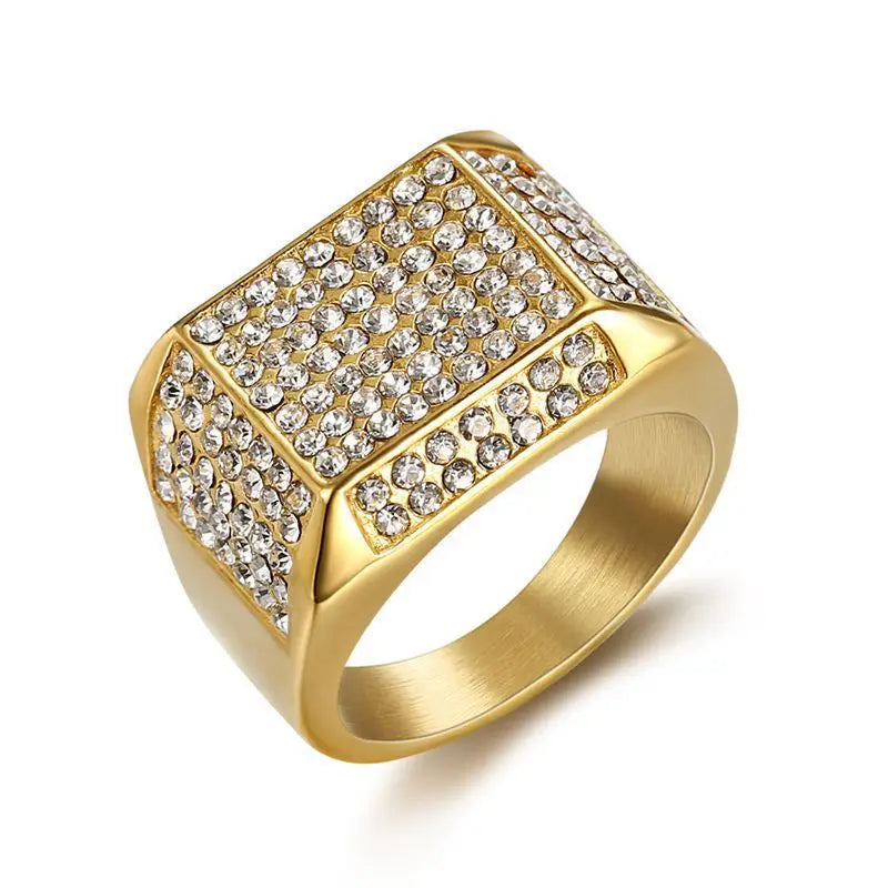 Fine Jewelry Stainless Steel Zirconia Rings Square Quartz Geometric Design Water Proof Non-Tarnish for Engagement Party Silver