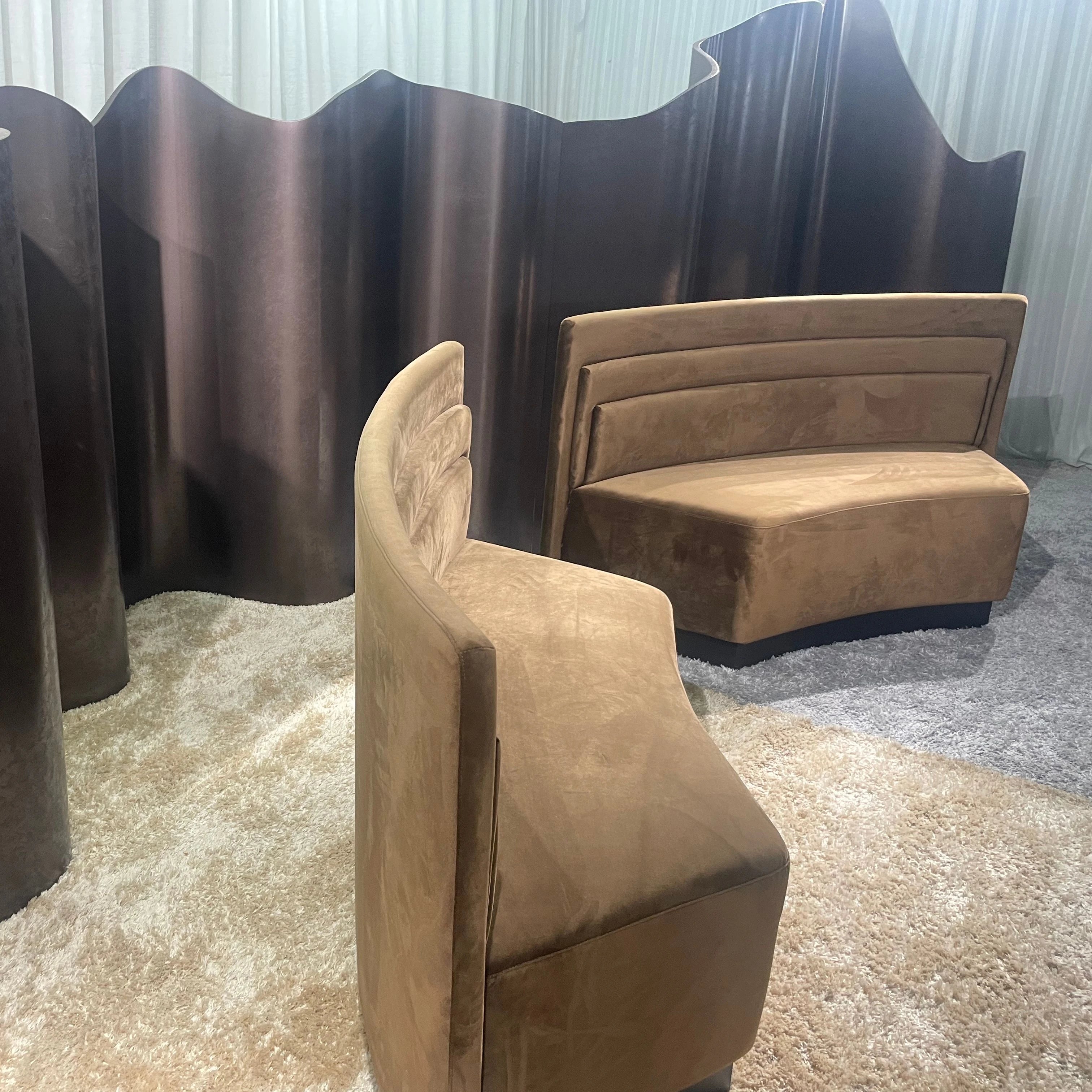 Italy Design Corner Semicircular Sofa Curved Cassette Sofa Upholstered Booth Banquet Seating Furniture for Restaurant Hotel