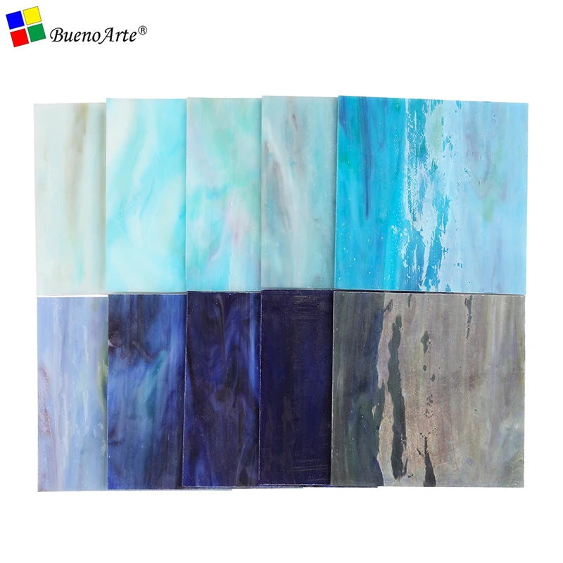 Buenoarte 15x20cm 3mm Thick Square Opal Stained Glass Sheet Traditional Room Tiffany Glass Mosaic 1 Year Warranty DIY Art